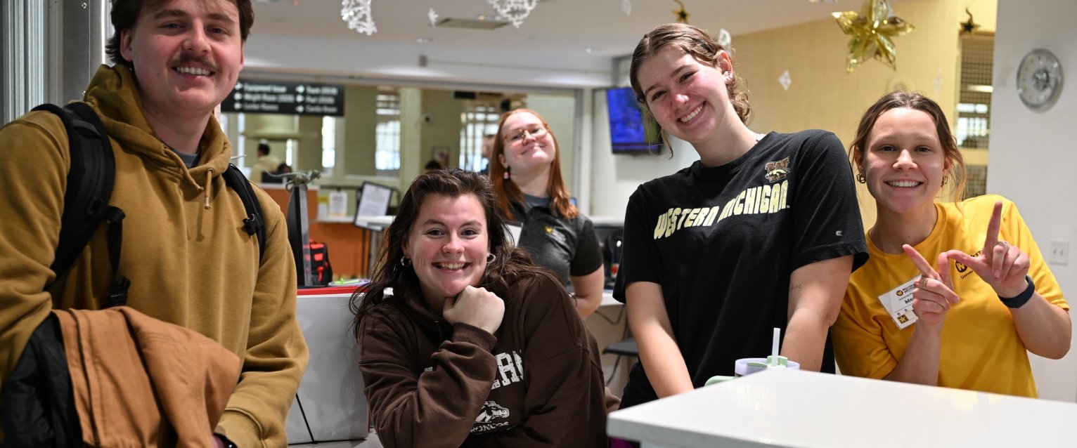 Group of Student Recreation Center Student Employees smiling together