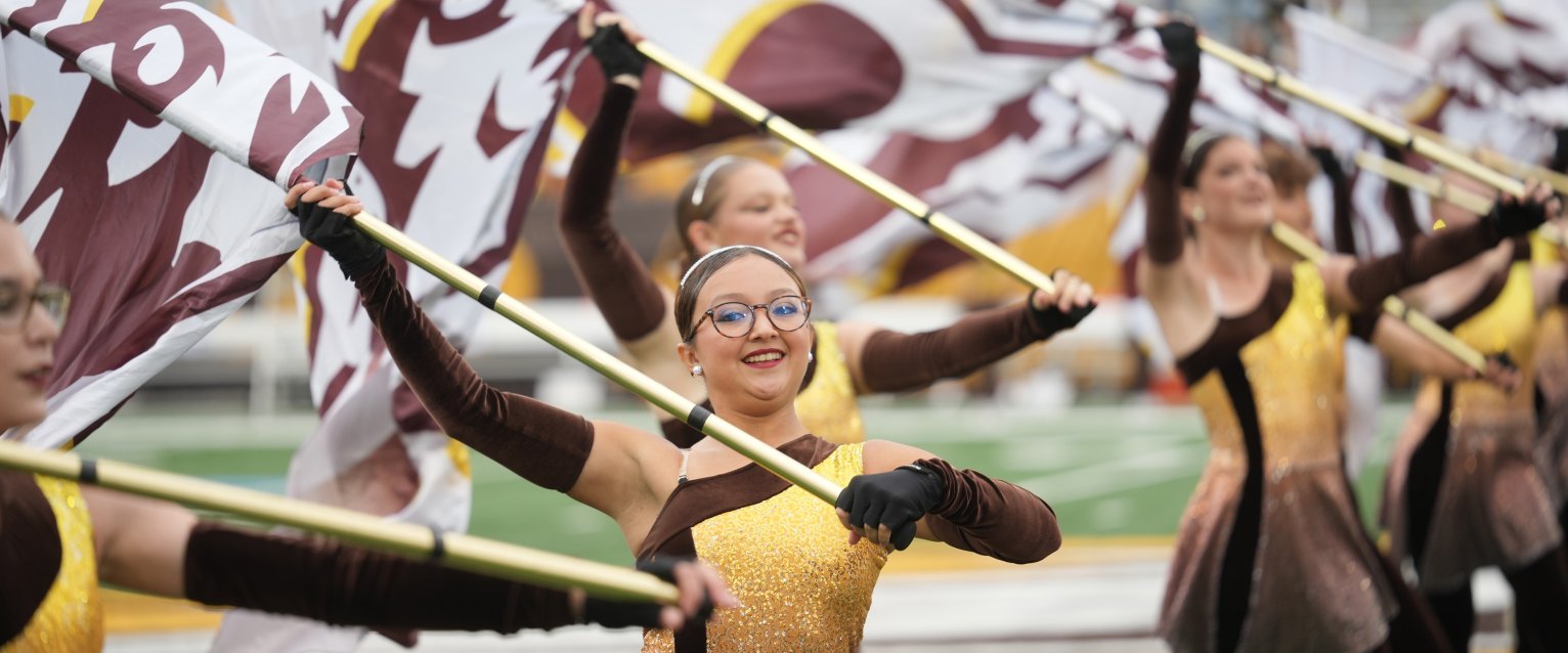 The WMU Color Guard performs during Homecoming 2025.