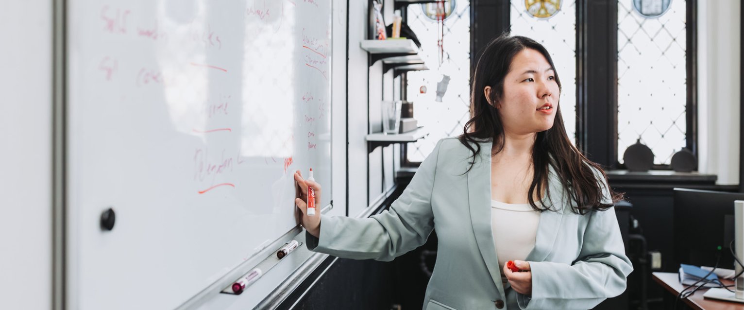 Gloria Park at a whiteboard 