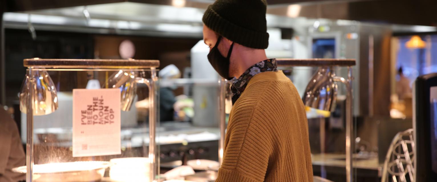 Student at Traditions for the MLK dinner at Valley Dining Center