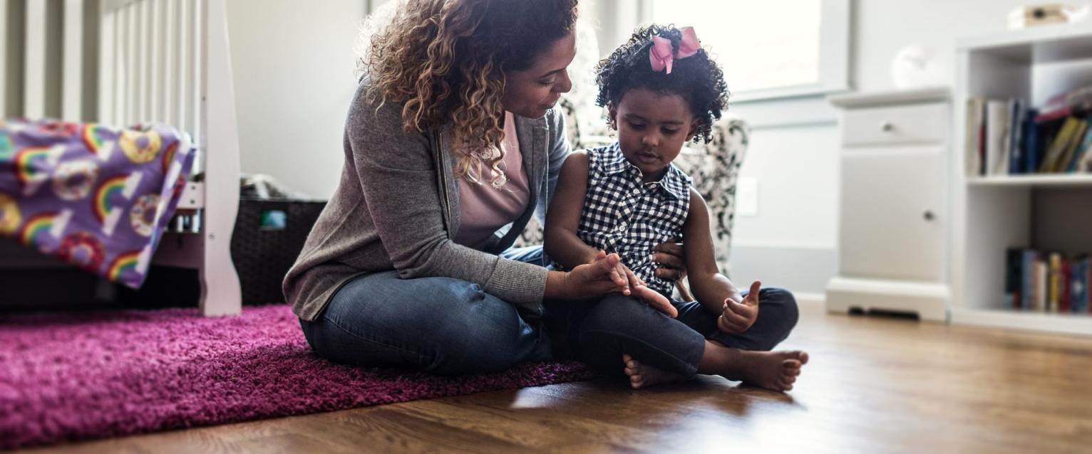 Parent talking with child