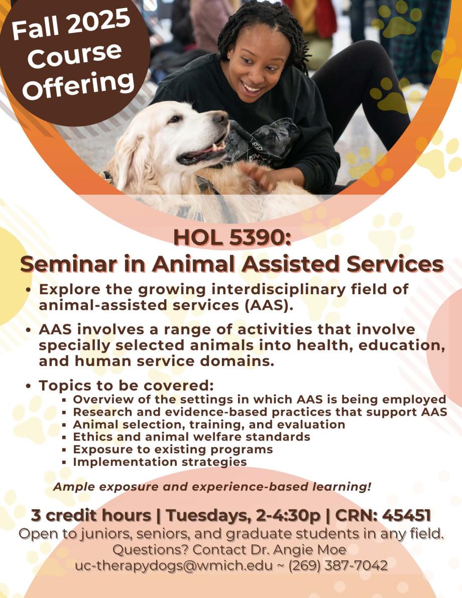 Image of flier for HOL 5390, Seminar in Animal Assisted Therapy