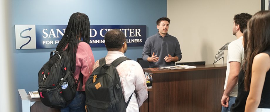 A group of students in the Sanford Center