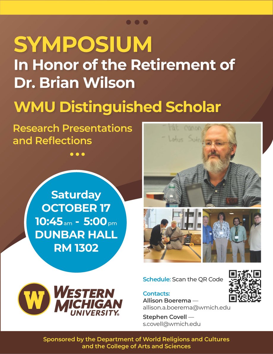 The Department is pleased to announce a special symposium in honor of the retirement of Dr. Brian Wilson.The symposium will consist of presentations by eleven scholars who have worked with Dr. Wilson and include eight graduates of the Department. The symposium is free and open to the public. Please join us in celebrating Dr. Wilson’s career.