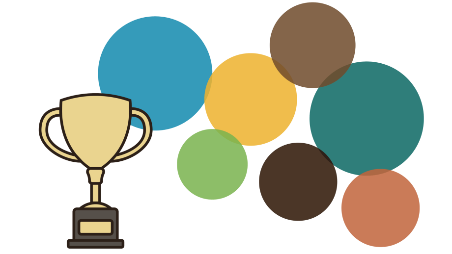 Illustration of bubles with a trophy