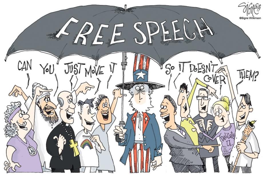 Free Speech Umbrella purchased from Cartoonist Group
