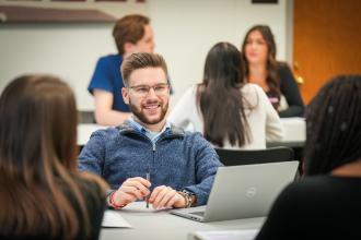 Students participate in a group project
