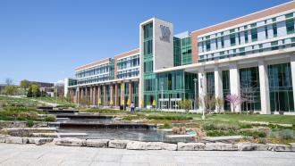 The exterior of Sangren Hall.