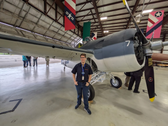 WMU Aviation Maintenance Alumna Morgan Boyd working at the Air Zoo