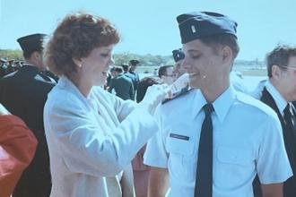 WMU Aviation Alumni and Retired Air Force Officer Tracy Smiedendorf during his 2nd Lieutenant pinning ceremony 