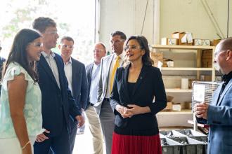 Students talk with Gov. Gretchen Whitmer.
