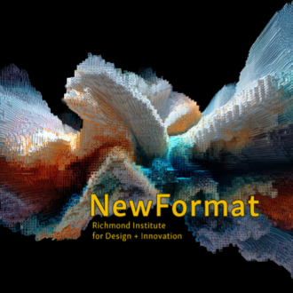 New Format Studio, Richmond Institutute for Design and Innovation. Graphic includes millions of cubes forming and organic shape.