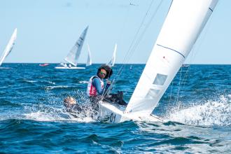 Mohammed Asif sails on a boat.