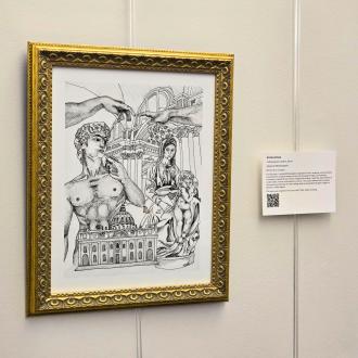 Micron pens on paper art which explores the expressive potential of mark-making while honoring Michelangel's legacy of dynamic, lifelike figures.