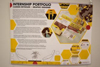 Poster about graphic designer internship portfolio.