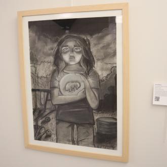 Charcoal and chalk pastel art about burying the dead birds from when you are little that haunt you.