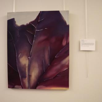 Oil paint on canvas of leaf that's meant to be calming.