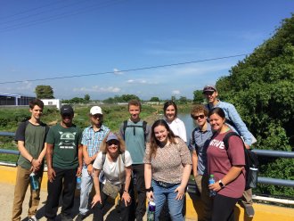 WMU students studying abroad with a faculty.