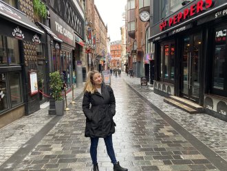 WMU Aviation Alumna Reina Cooke during a visit to Liverpool England