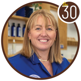 Tanya Thompson, B.B.A.’15, MBA’20 in the aroma labs