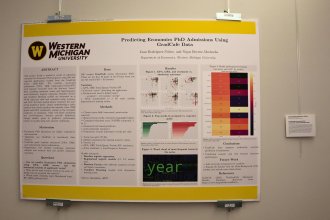 Poster titled "Predicting Economics PhD Admissions Using GradCafe Data."