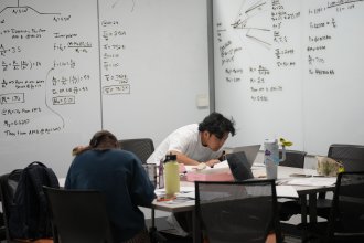 Students often host group meetings or study sessions on Waldo Library’s lower level. 