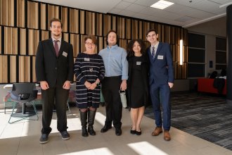 WMU winning team CardAxis posed with faculty mentor 