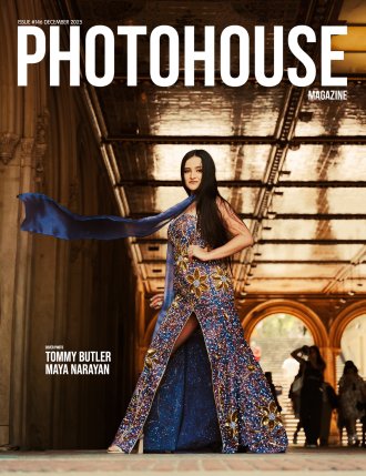 Maya Narayan models a gown on the cover of Photohouse Magazine.