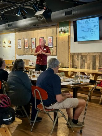 OLLI instructor teaching an OLLI class at One Well Brewery