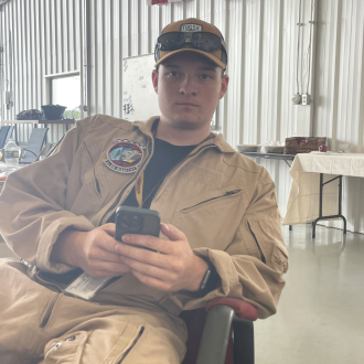 Student looking at camera.