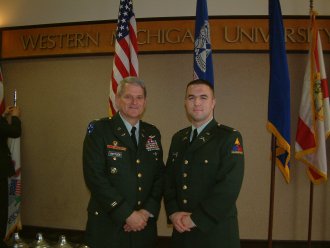 WMU CoA alumni Dan Kosters during his commission ceremony with Col. Norman Philip Gottlieb