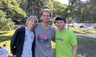 Troye Sivan, Henry Koperski and Leland outside.