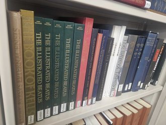 A shelf of books in the RRC Library. 