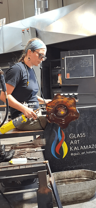Artist Working with Glass Art