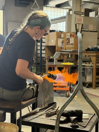 Artist Working with Glass Art