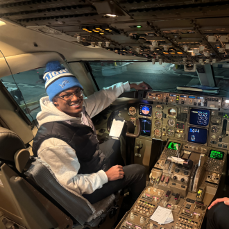 Student in flight deck.