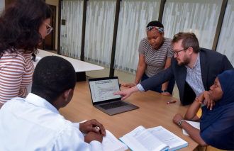 Rodrigo Aranda teaches students in class