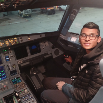Student pilot in plane