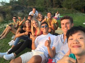 Catherine with a group of friends in Norway