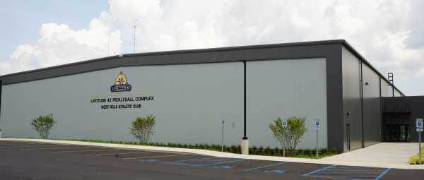 Building with Latitude 42 Pickleball Complex sign