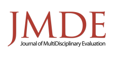 JMDE logo Journal of MultiDisciplinary Evaluation spelled out below JMDE
