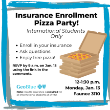 Advertisement for International Student Pizza Party