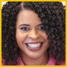 Professional photo of Brianna Hooks Singletary with gold frame around it