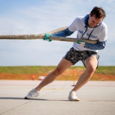 WMU Aviation Management Alumni Brady Wilson at Delta Air Lines Plane Pull