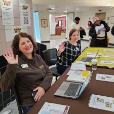 Waldo Fest volunteers check in students attending the event.