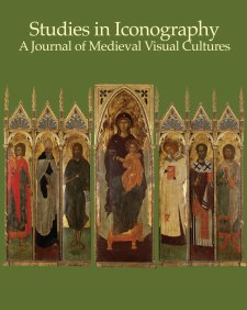 Studies In Iconography 47 cover; title over a screen painted with several different haloed figures.