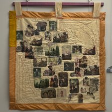 Quilt artwork titled "i'm losing you to time (for safekeeping)."